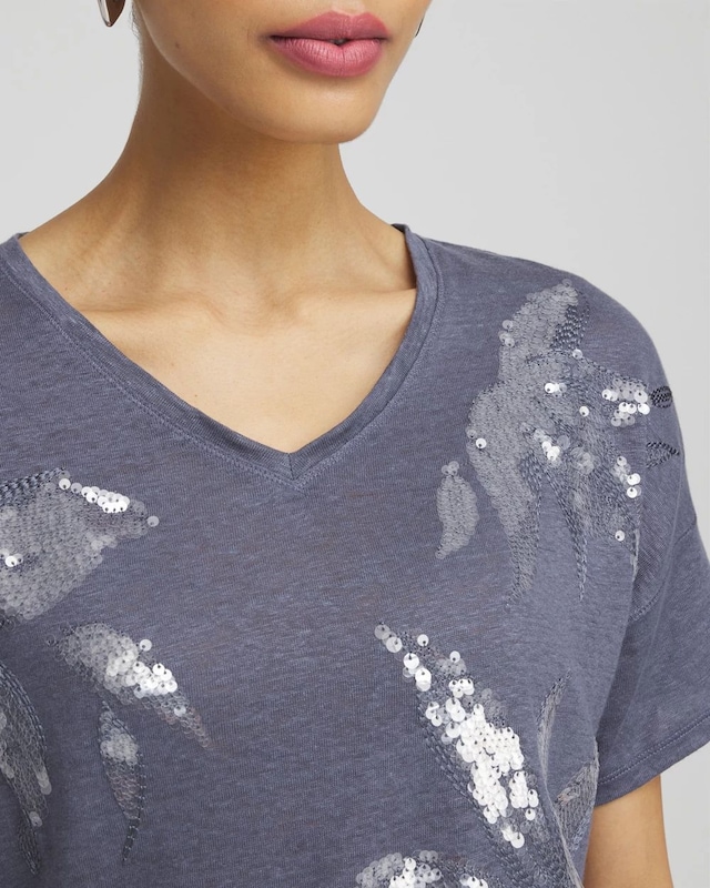 Slate Linen Sequin Tee - image 4
